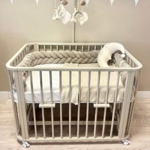Pakketprijs co-sleeper ledikant beige met vlechtbumper