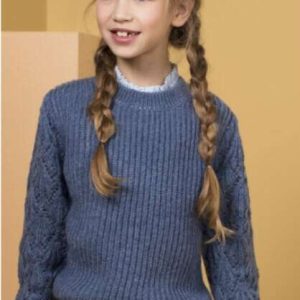 Like Flo meisjes knitted ajour sweater ice blue